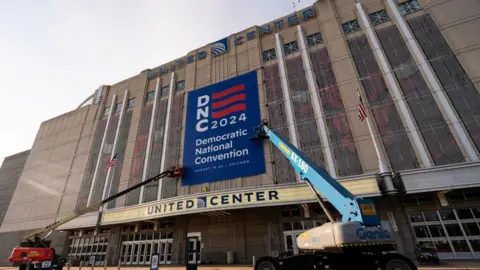 Getty Images United Center di Chicago tempat DNC ​​berlangsung