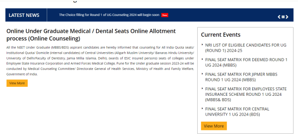 NEET UG 2024: Matriks Satu Kursi Putaran untuk MBBS, BDS, NRI Keluar di mcc.nic.in