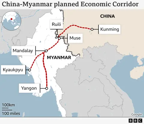 Peta Koridor Ekonomi Tiongkok-Myanmar 