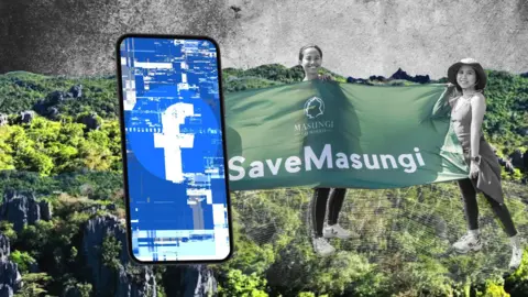 BBC menunjukkan sebuah ponsel pintar, versi Facebook yang terdistorsi, ditampilkan dengan latar belakang hutan hujan lebat dan formasi batu kapur. Ann dan Billy Dumaliang, yang membantu mengelola Masungi Georeserve Foundation, juga terlihat memegang spanduk. 