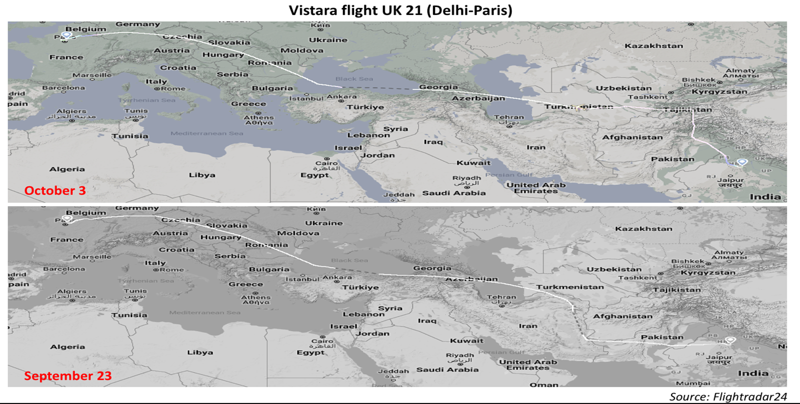 Vistara Inggris 21 (Delhi-Paris)