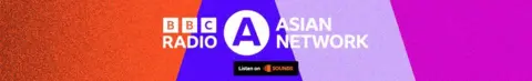 Logo BBC Asian Network dengan latar belakang berwarna