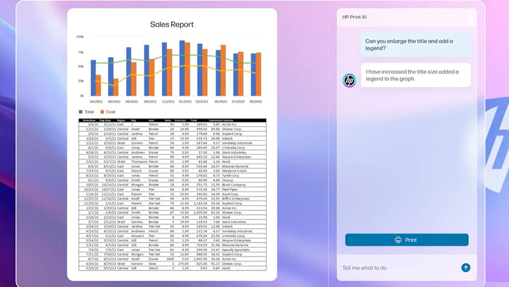 Excel HP mencetak dengan hasil AI dengan format yang diperbaiki