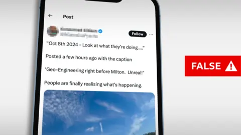 Sebuah postingan di X secara keliru mengklaim bahwa geoengineering terjadi sebelum Milton