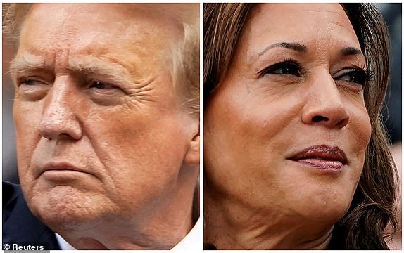 FOTO FILE: Mantan Presiden AS Donald Trump di New York City, AS 30 Mei 2024 dan Wakil Presiden AS Kamala Harris di Washington, AS, 22 Juli 2024 dalam kombinasi foto file. REUTERS/Eduardo Munoz, Nathan Howard/File Foto