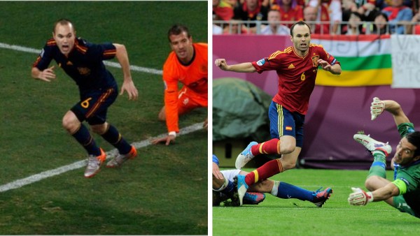 Iniesta dinobatkan sebagai Pemain Terbaik Pertandingan di Final Piala Dunia 2010 dan Final Euro 2012. (Reuters)