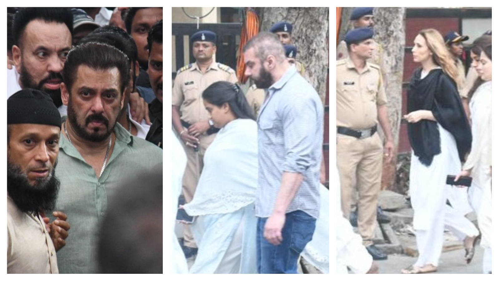 Salman Khan, Sohail Khan, Arpita Khan dan pasangan Salman Ilya Vantur tiba di rumah Baba Siddique