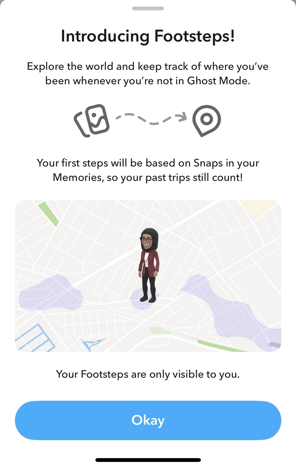 Footsteps Snap mencatat seluruh lokasi Anda di peta.