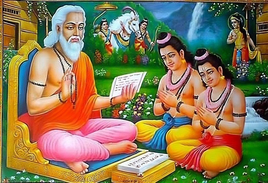 Menurut Uttarakanda Ramayana, resi Valmiki menjadi guru putra kembar Sri Rama, Lav dan Kush.