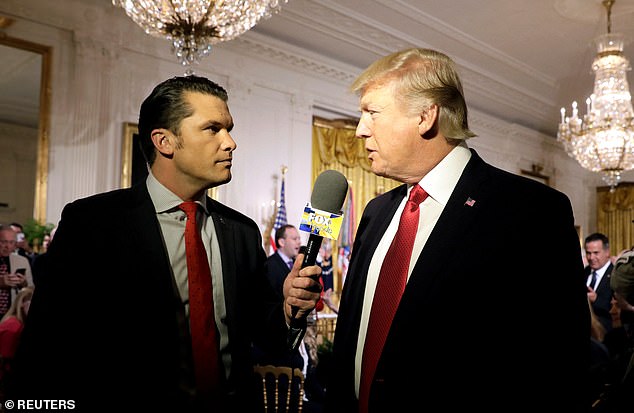 Presiden AS Donald Trump diwawancarai oleh co-host Fox and Friends Pete Hegseth di Gedung Putih di Washington pada 6 April 2017 (file image)