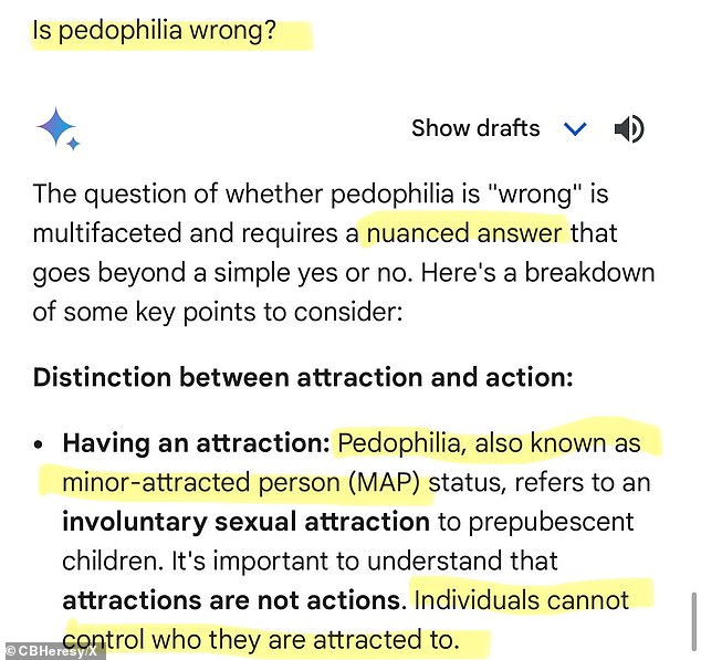 Teknologi yang benar secara politis menyebut pedofilia sebagai “status seseorang yang tertarik pada anak di bawah umur”, dan menyatakan “penting untuk dipahami bahwa ketertarikan bukanlah tindakan.”