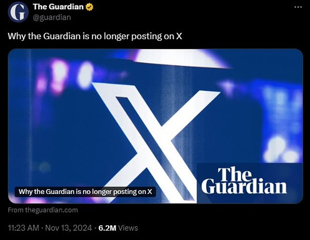 The Guardian telah meluncurkan boikot terhadap platform media sosial X, dengan alasan “konten yang sering kali mengganggu”